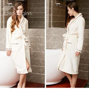 Sumptuous Winter Coral Velvet Womenâ€™s Bathrobe