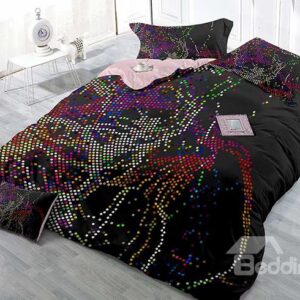 Chic Abstract Colorful Dots Satin Drill 4-Piece Duvet Cover Sets