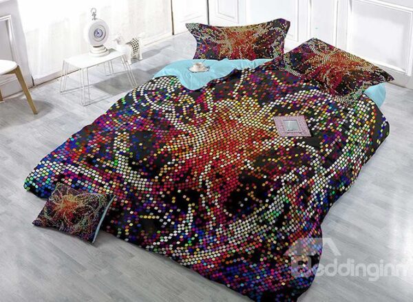Unique Irregular Colorful Polka Dots Satin Drill 4-Piece Duvet Cover Sets