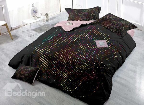 Abstract Polka Dots Design Satin Drill 4-Piece Duvet Cover Sets