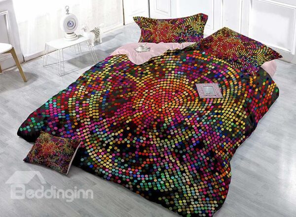 Attractive Colorful Polka Dots Digital Printing 4-Piece Duvet Cover Sets