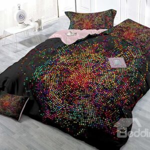 Dotted Circle Design High Density Satin Drill 4-Piece Duvet Cover Sets