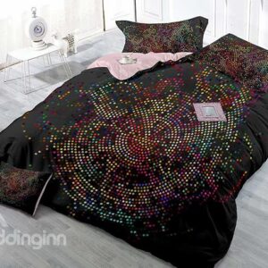 Small Polka Dots Satin Drill Black 4-Piece Duvet Cover Sets