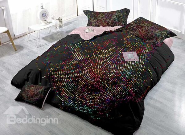Small Polka Dots Satin Drill Black 4-Piece Duvet Cover Sets