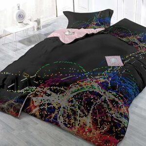 Colorful Polka Dots Satin Drill Black 4-Piece Duvet Cover Sets