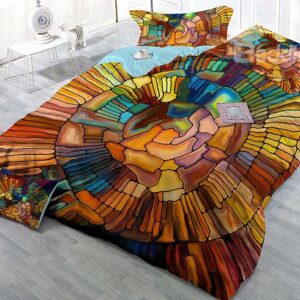 Faddish Abstract Design Satin Drill 4-Piece Duvet Cover Sets