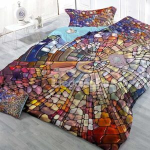 Creative Abstract Colorful Design Satin Drill 4-Piece Duvet Cover Sets