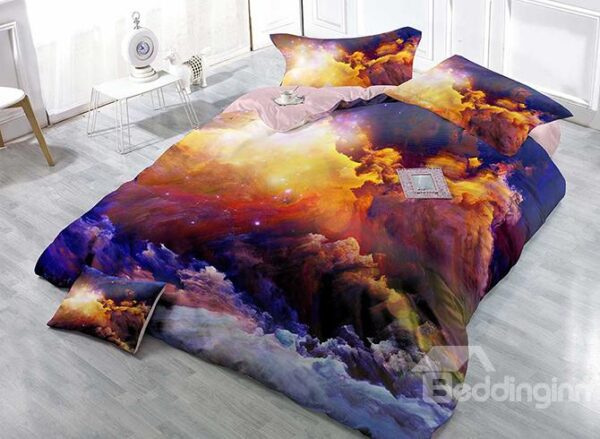 Abstract Colors Design Satin Drill Technics 4-Piece Duvet Cover Sets