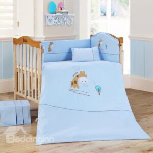 Adorable Blue Giraffe 9-Piece Baby Crib Bedding set