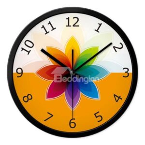 Beautiful Rainbow Color Flower Mute Wall Clock