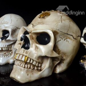 Large Size Skull Head with Gold Tooth Halloween Ashtray