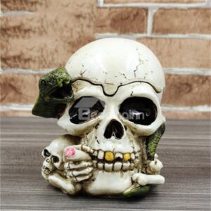 Scary Skull Head with Snake Ashtray Halloween Gift