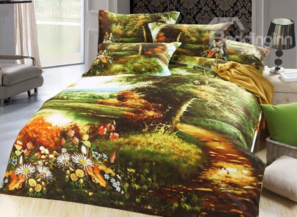 Natural Scenery Oil Painting Design 4-Piece Duvet Cover Sets