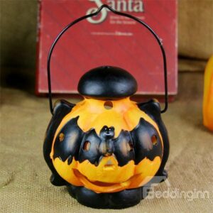 Novelty Bat Design Pumpkin Halloween Candlestick