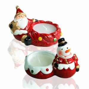 Snowman and Santa Clause Pattern 2-Pieces Christmas Candle
