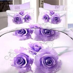 Brilliant Purple Rose Print 4-Piece Duvet Cover Sets