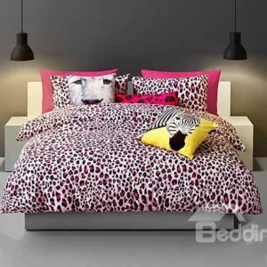 Comfortable Leopard Print 4-Piece Cotton Duvet Cover Sets