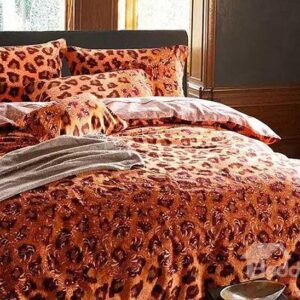 Wild Golden Leopard Print 4-Piece Cotton Duvet Cover Sets