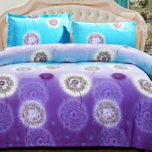 Flying Dandelion Print Full Cotton 4-Piece Duvet Cover Sets
