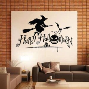 Halloween Festival Decoration Happy Halloween Flying Witch Removable Wall Sticker