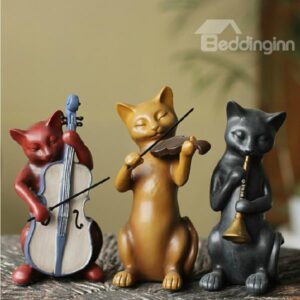Creative American Country Style Resin Three Cats Band Desktop Decoration