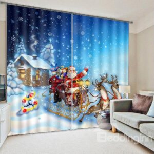 High Quality Santa Claus Polyester 3D Curtain