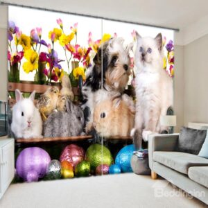 Lovely Animals Print 3D Blackout Curtain