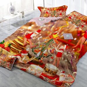 Cheerful Santa Claus Print Satin Drill 4-Piece Christmas Duvet Cover Sets