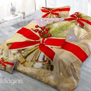 Jingle Bell Christmas Decor Print Christmas 4-Piece Duvet Cover Sets