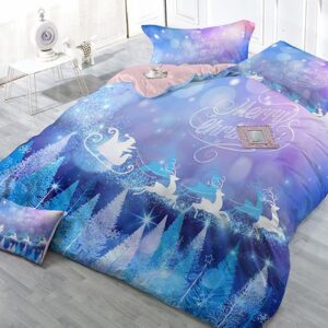Running Reindeer Trees Print Merry Christmas 4-Piece Duvet Cover Sets