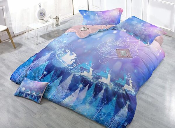 Running Reindeer Trees Print Merry Christmas 4-Piece Duvet Cover Sets