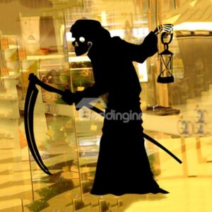 Halloween Evil Old Witch with Sickle Removable Wall Sticker