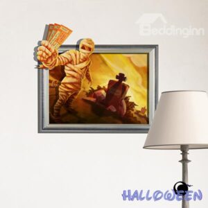 Halloween Scary Mummy Coming out of Tomb 3D Wall Sticker
