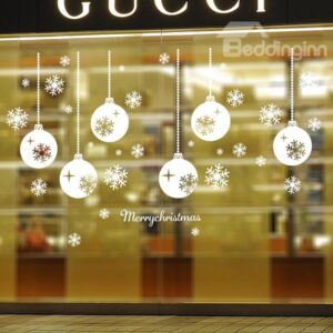 Festival Christmas Glass Decoration Snow Balloons Removable Wall Sticker