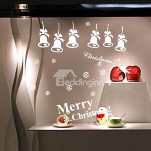 Festival Merry Christmas and Jingle Bells Glass Wall Decoration Removable Wall Sticker