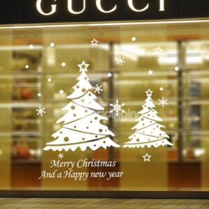 Festival Christmas Tree Glass Decoration Removable Wall Sticker