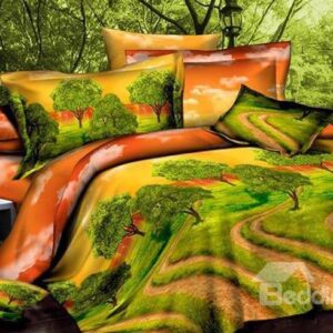 Forest's Path Print Polyester 4-Piece Duvet Cover Sets