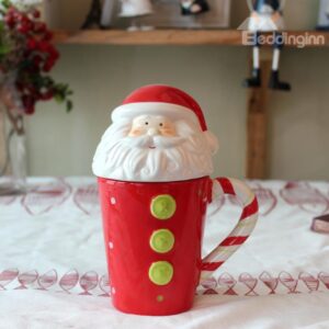 Christmas Santa Claus Design Lid Ceramics Coffee Mug