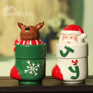 Christmas Theme Seasoning Jar Santa Claus and Reindeer Design Desktop Decoration