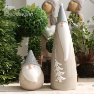 Christmas Theme Ceramics Long White Beard Santa Desktop Decoration