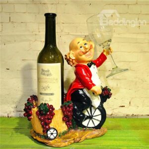 Creative Chef Riding Single Wheel Resin 1-Bottle 1-Cup Wine Rack
