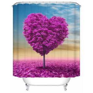Graceful Unique Purple Flower Heart 3D Shower Curtain