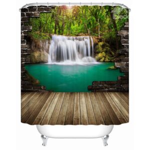 High Quality Peaceful Pastoral Waterfall 3D Shower Curtain