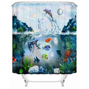 High Quality Vivid Submarine World Design 3D Shower Curtain