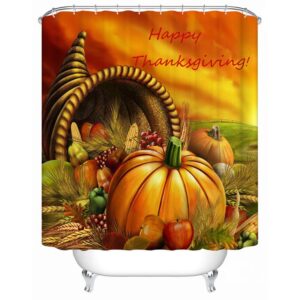 Lovely Thanksgiving 3D Pumpkin Image Shower Curtain