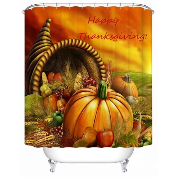 Lovely Thanksgiving 3D Pumpkin Image Shower Curtain