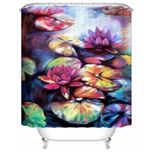 Charming Retro Style Lotus Design 3D Shower Curtain