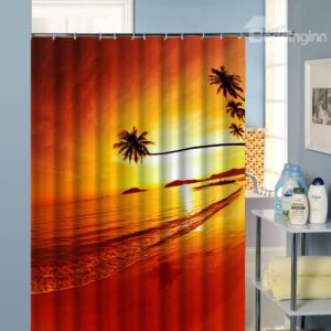 Popular 3D Tropical Beach Image Shower Curtain