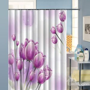 Pretty Unique Purple Flower Image 3D Shower Curtain