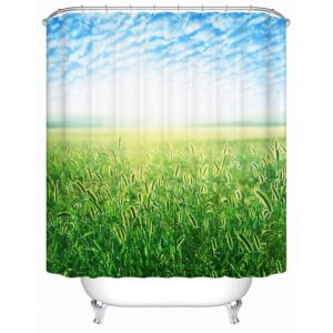 Peaceful Unique Green Field 3D Shower Curtain